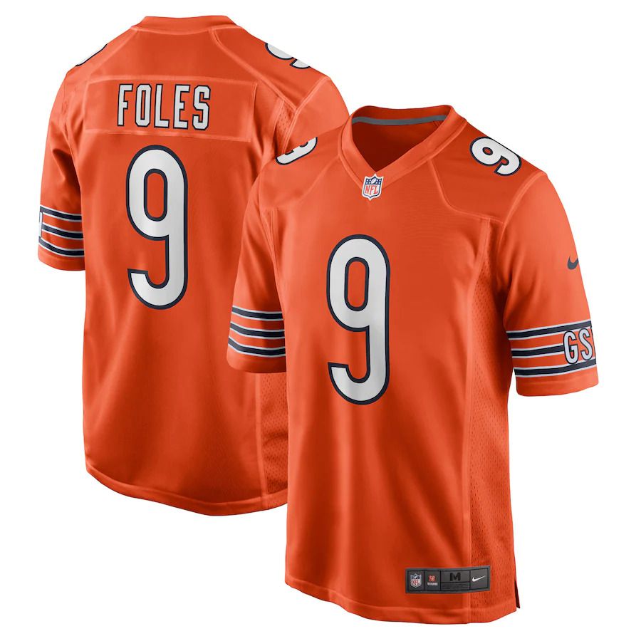 Men Chicago Bears #9 Nick Foles Nike Orange Game NFL Jersey